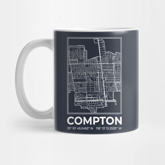 Compton minimalist map (white edition) by R4Design